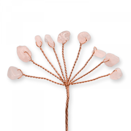 Ramurica Decorativa DIY cu Pietre Naturale Cuart Roz (9 Pietricele)