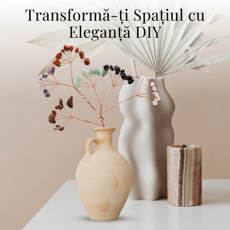 Ramurica Decorativa DIY cu Pietre Naturale Cuart Roz (9 Pietricele) [9]