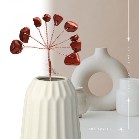 Ramurica Creativa DIY cu Pietre Naturale Jasp Rosu (9 Pietricele) [5]