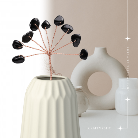 Ramurica DIY cu Pietre Naturale de Obsidian (9 Pietricele) [5]