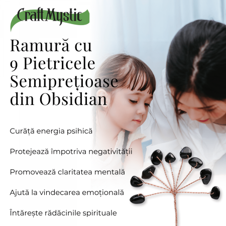 Ramurica DIY cu Pietre Naturale de Obsidian (9 Pietricele) [6]