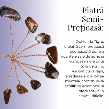 Ramurica Decorativă DIY cu Pietre Naturale Ochi de Tigru (9 Pietricele) [3]