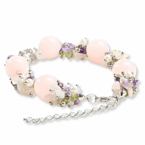 Bratara Ajustabila Cuart Roz 12mm si Pietre Mixte pentru Vindecare [1]