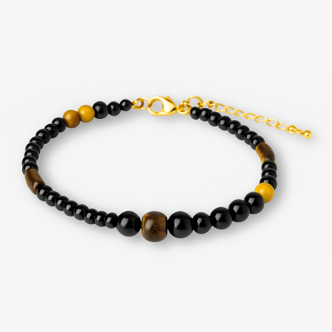 Scut Energetic – Bratara cu Agat Negru, Obsidian si Ochi de Tigru [9]