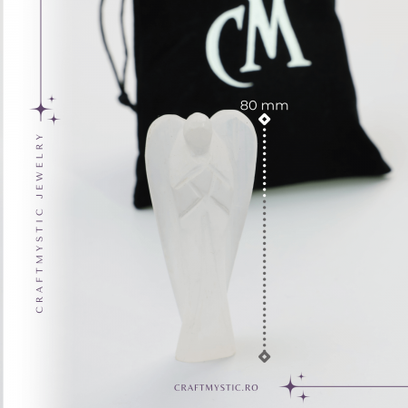 Inger de 80mm Sculptat Manual din Piatra Naturala de Selenit [1]