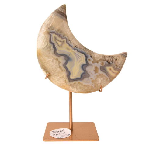 Alte cristale - Semiluna decorativa din Agat crem-roz natural – sculptata manual, Brazilia 0.86 kg