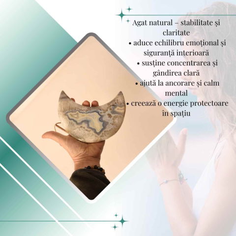 Semiluna decorativa din Agat crem-roz natural – sculptata manual, Brazilia 0.86 kg [4]