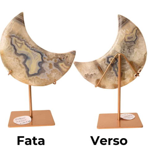 Semiluna decorativa din Agat crem-roz natural – sculptata manual, Brazilia 0.86 kg [1]