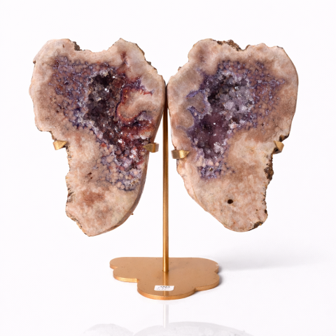 Pink (Roz) Ametist - Pereche aripi din ametist roz cu geoda activa – sculptata manual Brazilia