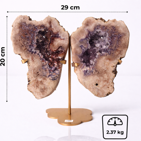 Pereche aripi din ametist roz cu geoda activa – sculptata manual Brazilia [5]