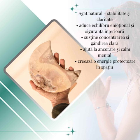 Semiluna decorativa din Agat crem-roz natural – sculptata manual in Brazilia 1.1 kg [4]