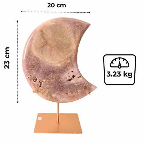 Semiluna decorativa din Agat roz-liliachiu natural – sculptata manual in Brazilia [2]