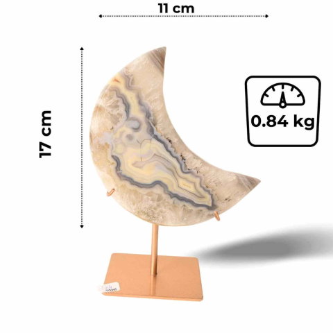 Semiluna decorativa din Agat bandat natural – sculptata manual, Brazilia | Piesa unicat [2]