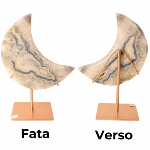 Semiluna decorativa din Agat bandat natural – sculptata manual, Brazilia | Piesa unicat [1]