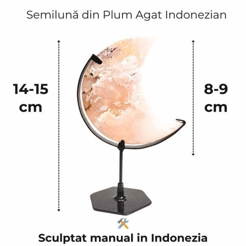 Semiluna din Plum Agat – Sculptata manual, armonie interioara si blandete [1]