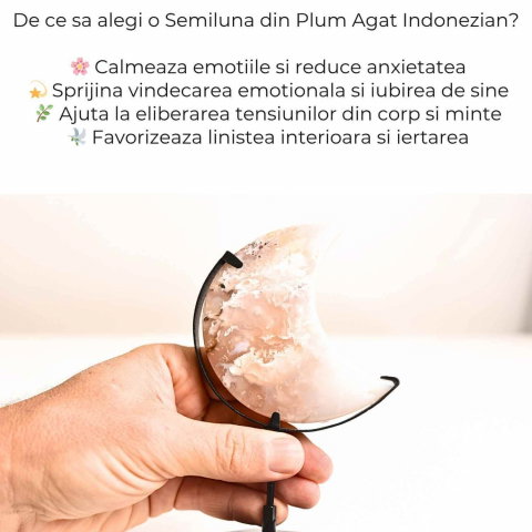 Semiluna din Plum Agat – Sculptata manual, armonie interioara si blandete [2]