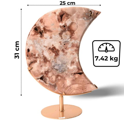 Semiluna Pink Amethyst – Agat roz natural cu cuart si calcedonie, piesa statement din Brazilia [1]