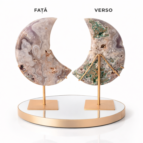 Semiluna din Agat Liliachiu Natural | Piesa Unicat Brazilia [2]