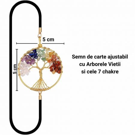 Semn de Carte Elastic cu Pandantiv Chakra 'Arborele Vietii' Companion de Lectura Ideal pentru Copii si Femei [1]