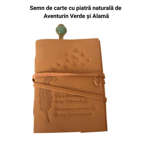 Semn de Carte Elegant cu Piatra Naturala de Aventurin Verde si Alama [1]