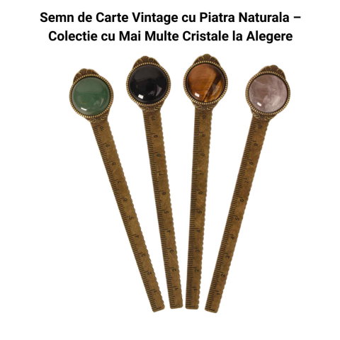 Semn de Carte Elegant cu Piatra Naturala de Obsidian si Alama [5]