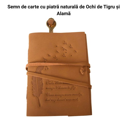 Semn de Carte Vintage cu Piatra Naturala Ochi de Tigru si Alama [1]