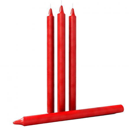 Set 4 Lumanari rosii conice de 25 cm - Lumanari conice fara picurare si fara parfum - Perfecte ca lumanari pentru cina, ocazii speciale [5]