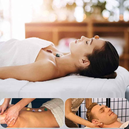 Mini Set cu 7 mini pietre semipretioase polisate si 7 cristale semipretioase hexagonale naturale - cristale vindecatoare pentru meditatie, ameliorarea anxietatii, yoga [6]