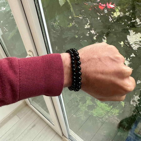Set 2 bratari din turmalina neagra cu margele de 6 si 8 mm Aduce noroc, pace si dragoste, cadou Feng Shui pentru prieteni, familie [3]