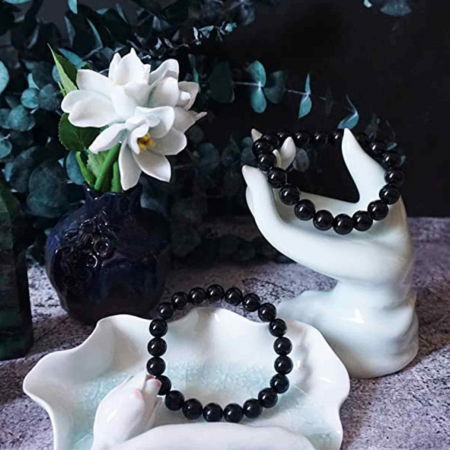 Set 2 bratari din turmalina neagra cu margele de 6 si 8 mm Aduce noroc, pace si dragoste, cadou Feng Shui pentru prieteni, familie [4]