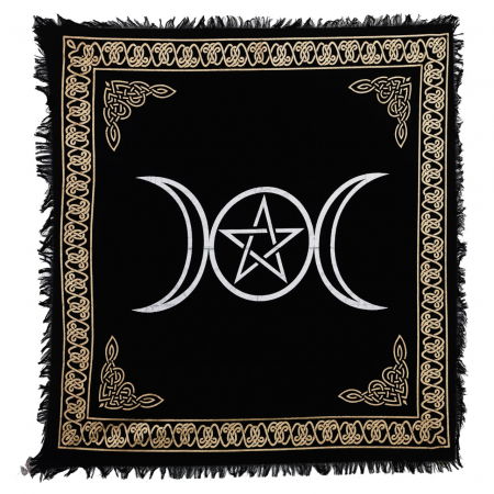 Panza Sacra pentru altar magic - Design Pentagrama Triple Moon - Vrajitorie Tarot Wiccani Spiritualitate [1]