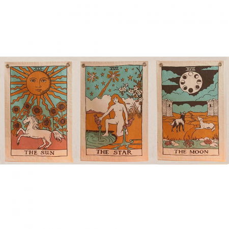 Set 3 Tapiserii cu semne spirituale, soare, luna, stea, – Pentru yoga, meditatie, decorarea camerei [1]