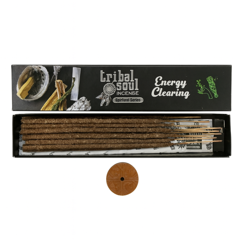 Instrumente și Accesorii Spirituale - Betisoare parfumate Tribal Soul Energy Clearing + suport ceramic – purificare energetica si pregatire pentru meditatie