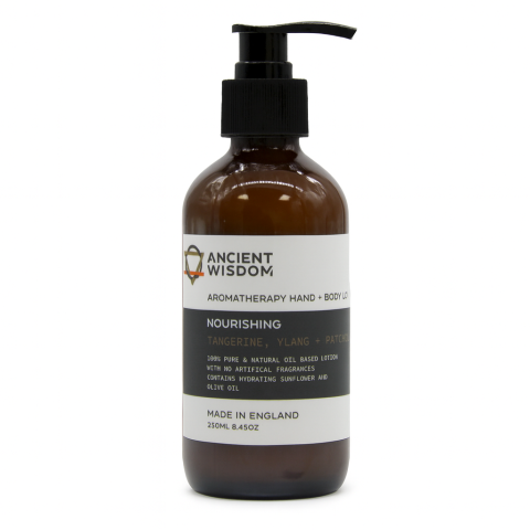 Lotiune Aromaterapie Maini si Corp 250ml – Hranitoare (Mandarina, Ylang Ylang si Patchouli)