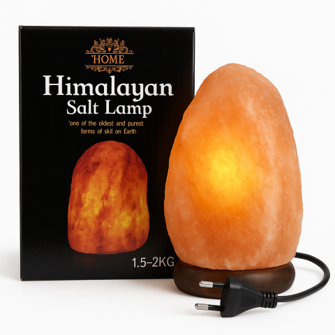 Instrumente și Accesorii Spirituale - Lampa Sare Himalaya 1.5–2 kg – lumina ambientala calda si relaxanta, include bec si priza EU