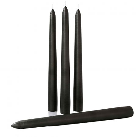 Set 4 Lumanari negre conice de 25 cm - Lumanari fara picurare si fara parfum - Perfecte ca lumanari pentru decor, ocazii speciale