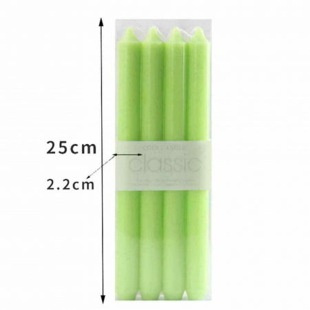 Set 4 Lumanari drepte verde lime de 25 cm - Lumanari  fara picurare si fara parfum - Perfecte ca lumanari pentru cina, ocazii speciale [2]