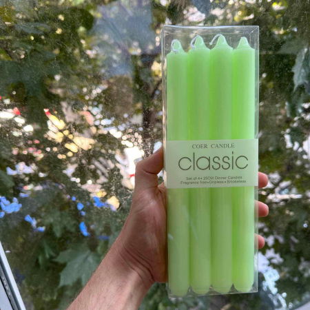 Set 4 Lumanari drepte verde lime de 25 cm - Lumanari  fara picurare si fara parfum - Perfecte ca lumanari pentru cina, ocazii speciale [3]