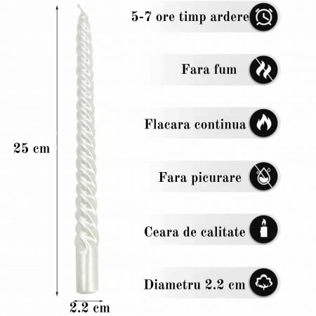 Set 4 Lumanari albe spirala de 25 cm - Lumanari  fara picurare si fara parfum - Perfecte ca lumanari pentru cina, ocazii speciale - Copie [1]
