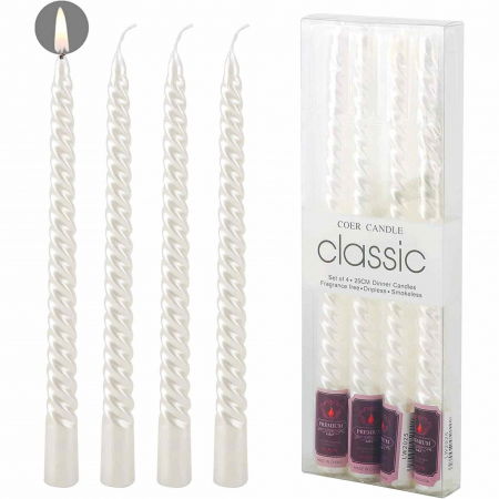 Set 4 Lumanari albe spirala de 25 cm - Lumanari  fara picurare si fara parfum - Perfecte ca lumanari pentru cina, ocazii speciale - Copie [0]