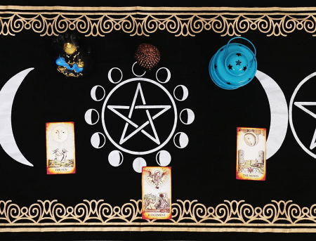 Patura pentru altar magic - Design Moon Phases With Triple Moon - Vrajitorie Tarot Wiccani Spiritualitate [3]