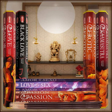 Set 6 pachete mix betisoare parfumate cu cele mai apreciate 6 parfumuri HEM cu tematica dragoste +  suport pentru betisoare [1]