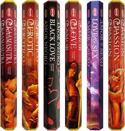 Set 6 pachete mix betisoare parfumate cu cele mai apreciate 6 parfumuri HEM cu tematica dragoste +  suport pentru betisoare [2]