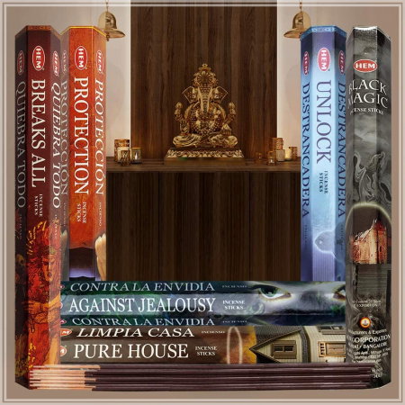 Set 6 pachete mix betisoare parfumate cu cele mai apreciate 6 parfumuri HEM ideale pentru magie +  suport pentru betisoare [1]