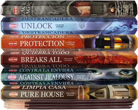 Set 6 pachete mix betisoare parfumate cu cele mai apreciate 6 parfumuri HEM ideale pentru magie +  suport pentru betisoare [5]