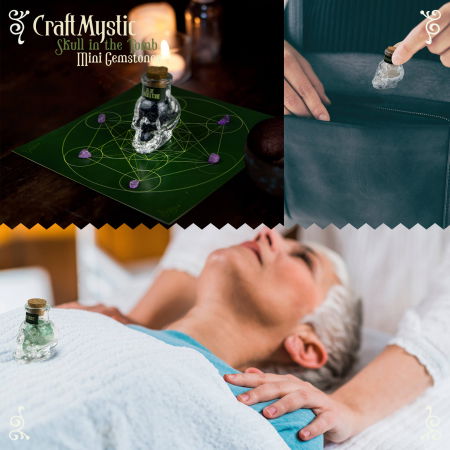 Set 14 Mini Cristale Naturale in sticlute cu forma de craniu – Un cadou perfect pentru incepatori in magie si vindecare spirituala -  Cristale si pietre chakra Wiccan [4]