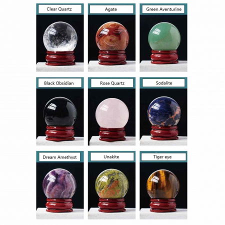 Set 9 sfere din cristale naturale – pentru decor feng shui,  meditatie, astrologie [3]