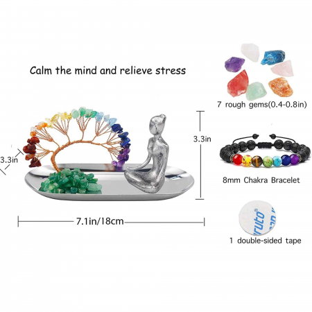 Set accesorii pentru meditatie spirituala cu 7 pietre semipretioase chakra, figurina yoga si bratara - Decor Feng Shui, ideal pentru o stare de liniste si relaxare [1]