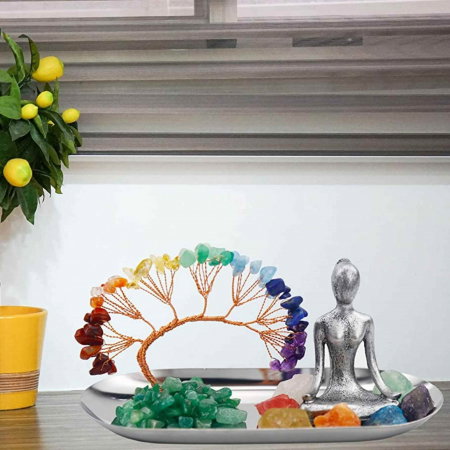Set accesorii pentru meditatie spirituala cu 7 pietre semipretioase chakra, figurina yoga si bratara - Decor Feng Shui, ideal pentru o stare de liniste si relaxare [3]
