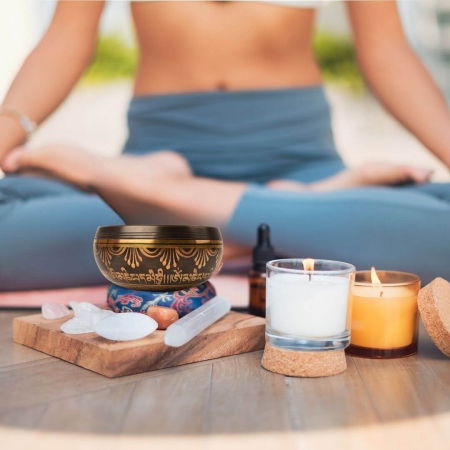 Bol Tibetan Cantator 9.5 cm model arborele vietii Setul complet pentru meditatie si vindecare Relaxare profunda si echilibru energetic [4]